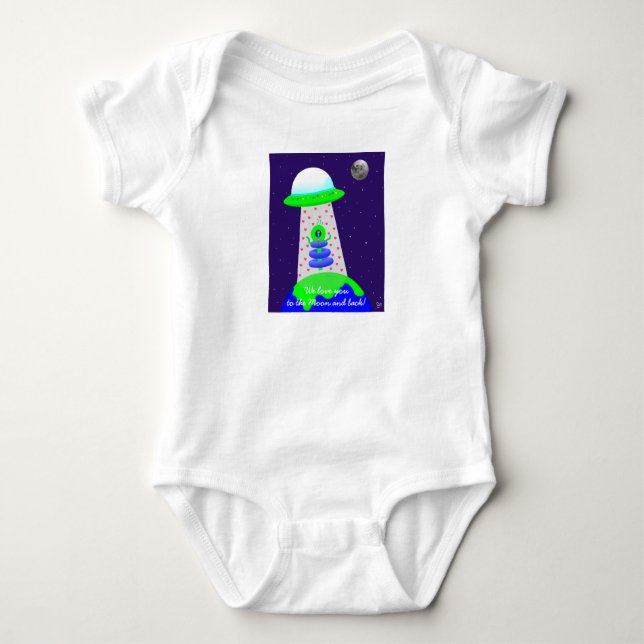 Kinderanzug mit Alien und Mond von Jo Images Baby Strampler (Vorderseite)