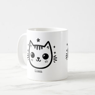 Kinderartiges Zeichn Schwarz und Weiß Minimali Kaffeetasse