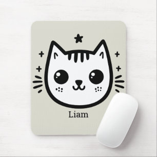 Kinderartiges Zeichn Schwarz und Weiß Minimali Mousepad