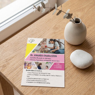 Kinderarzt Foto-Collage Qualifikationen Benutzerde Telefonnummerkarte