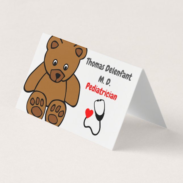 Kinderarzt - Teddy und Stethoscope Visitenkarten (Vorderseite)