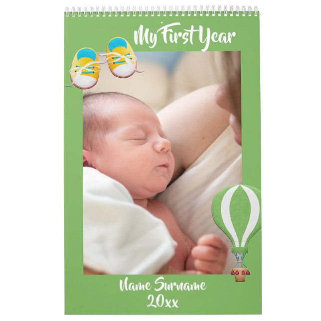 Kinderbaby-Foto| Hintern Heißluftballon grün Kalender (Titelbild)