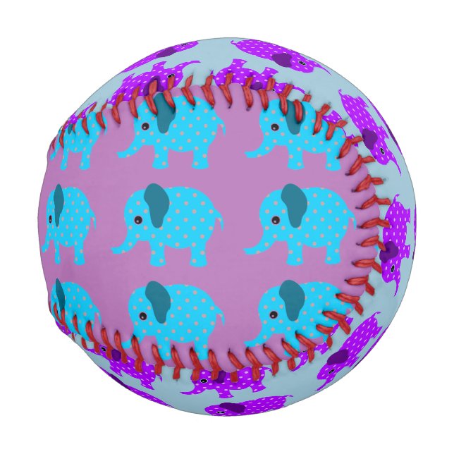 Kinderbaseball - farbenfrohe Elefantendesign Baseball (Rückseite Links)