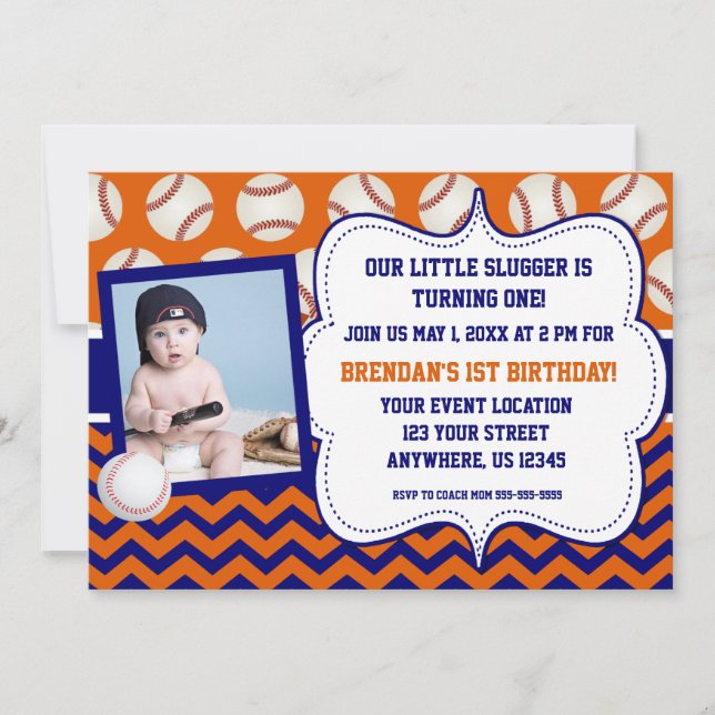 Kinderbaseball-Foto-Geburtstags-Einladung Einladung (Vorderseite)