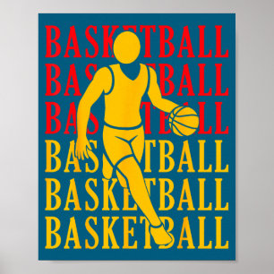 Kinderbasketballspieler Trainer Fan Korb Poster