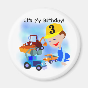 Kinderbau-3. Geburtstags-T - Shirts und Geschenke Magnet