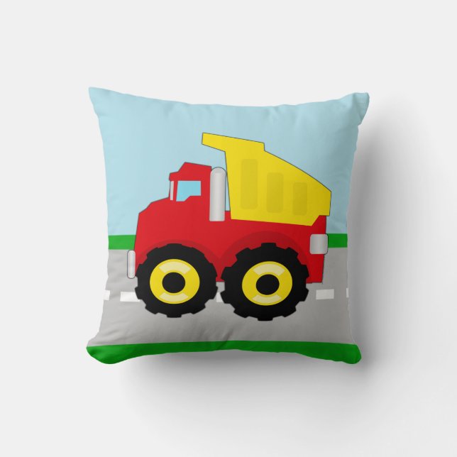 Kinderbau Dumptruck Kissen (Vorderseite)