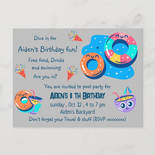 Kinderbecken Party Geburtstag Postkarte (Vorderseite)