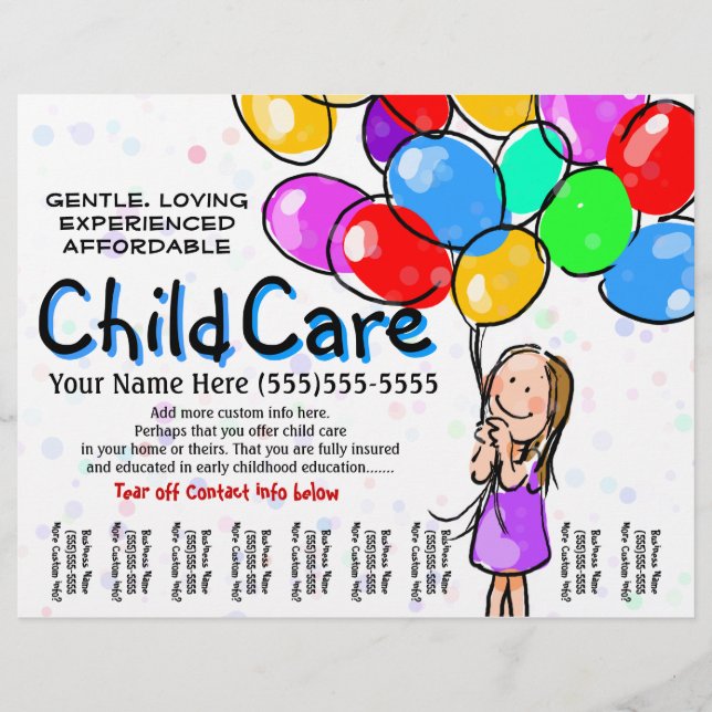 Kinderbetreuung. Babysitting. Tagespflege. Promo Flyer (Vorne)