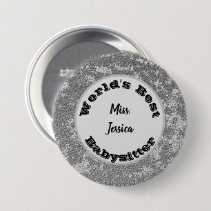 Kinderbetreuung Danke Marmoriert Silber Babysitter Button