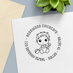 Kinderbetreuung für Babyjungen Rund Adresse 2 Permastempel