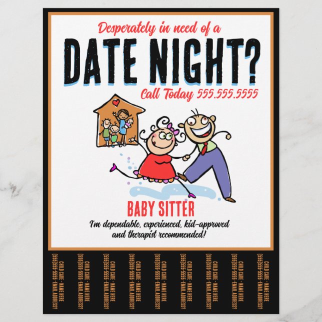 Kinderbetreuung in der Nacht Flyer (Vorne)