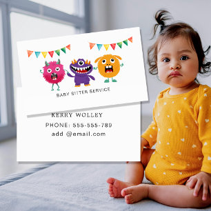 Kinderbetreuung Nanny Babysitter Bunt Funky Cool Visitenkarte