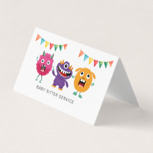 Kinderbetreuung Nanny Babysitter Bunt Funky Cool Visitenkarten