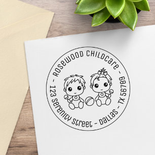 Kinderbetreuung Tagesstätte Rund Adresse 2 Gummistempel