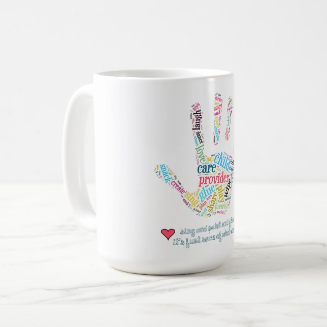 Kinderbetreuungs-Anbieter-Tasse Kaffeetasse (Vorderseite Links)