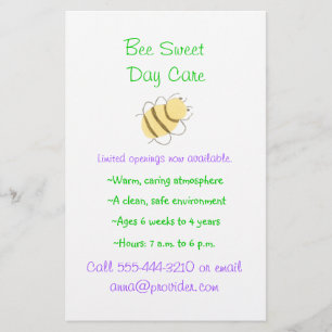 Kinderbetreuungsflyer mit Hummel-Motiv Flyer