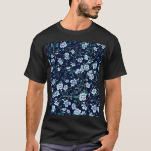Kinderblumen: nahtloses dunkelblau T-Shirt