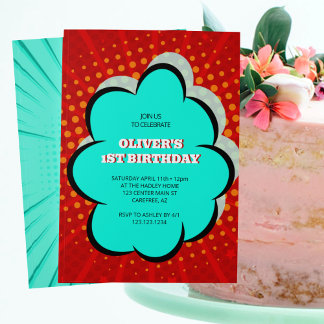 Kinderbuch Comic 1. Geburtstag Party Einladung