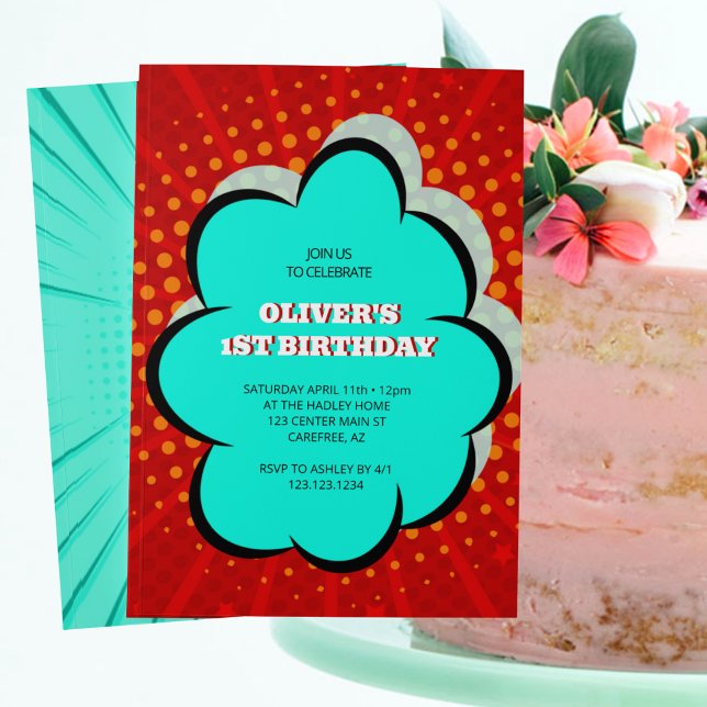 Kinderbuch Comic 1. Geburtstag Party Einladung (Von Creator hochgeladen)