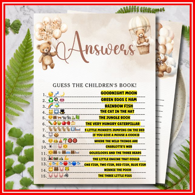 KINDERBUCH EMOJI GAME Baby Shower Bär Einladung (Von Creator hochgeladen)