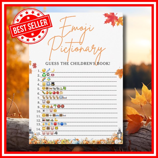 KINDERBUCH EMOJI GAME Baby Shower Bär Einladung (CHILDREN'S BOOK EMOJI GAME Easy Baby Shower Game A Little Pumpkin is on the Way Fall Autumn Theme)