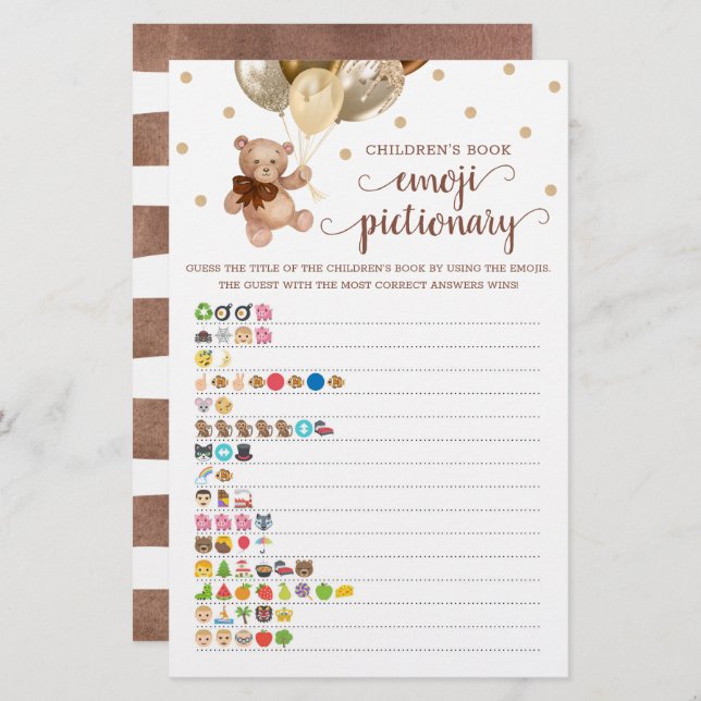 Kinderbuch Emoji Pictionary Game Teddy Bear (Vorne/Hinten)