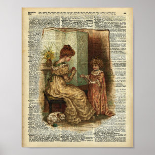 Kinderbuch-Häkelillustration Poster