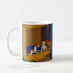 Kinderbuch-Welpen und Mama der 30er Jahre Kaffeetasse