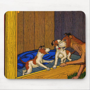 Kinderbuch-Welpen und Mama der 30er Jahre Mousepad
