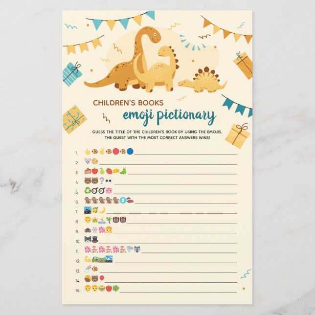 Kinderbücher Emoji Pictionary Game Dinosaurier (Vorderseite)