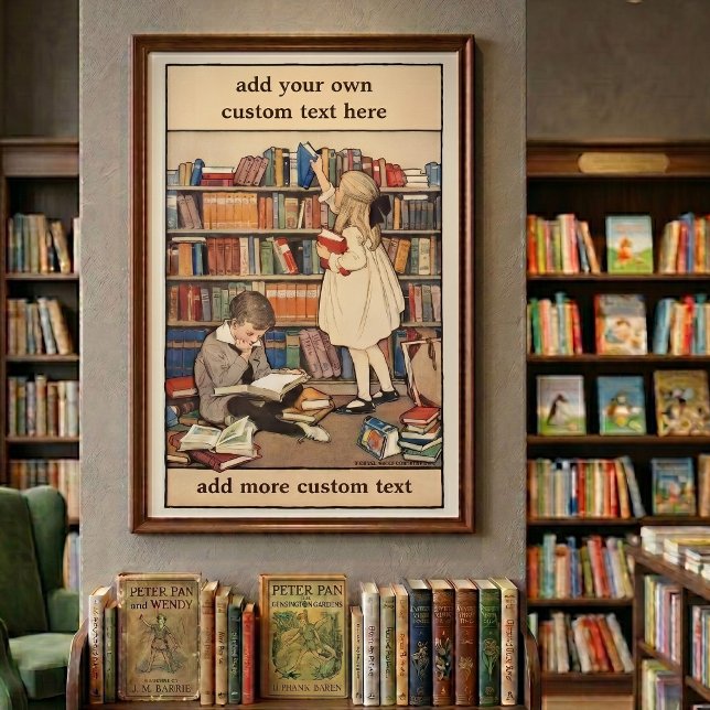 Kinderbuchwoche von Jessie Willcox Smith Poster (Vintage illustration with Children's Book Week, More Books In The Home! by Jessie Willcox Smith. )