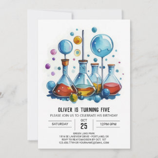 Kinderchemie Whimsy Scientist zum Geburtstag Einladung