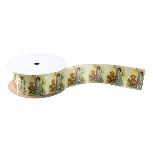 Kinderdeckte Vintages Waldtiermuster Band mit Satinband