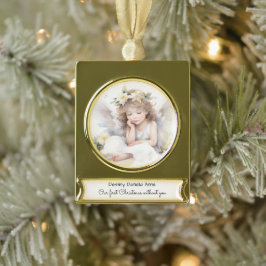 Kinderdenkmal Erste Weihnachten ohne Sie Banner-Ornament Gold