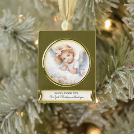 Kinderdenkmal Erste Weihnachten ohne Sie Banner-Ornament Gold