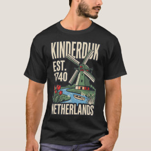 Kinderdijk-Windmühle Niederlande Vintage-Reise Pos T-Shirt