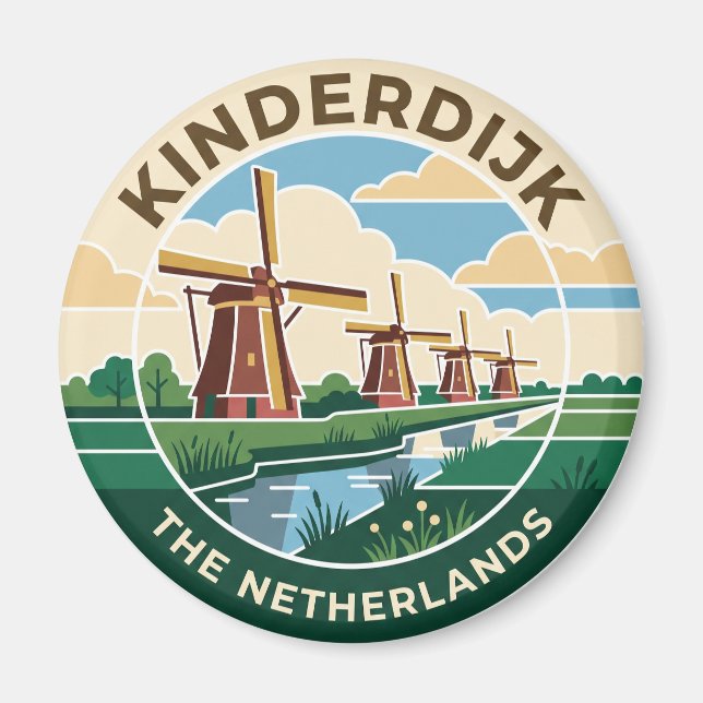 Kinderdijk-Windmühlen Niederlande Magnet (Vorne)