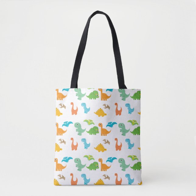 Kinderdino-Dinosaurier-Dekor bunte T-Rex Eidechse Tasche (Vorderseite)
