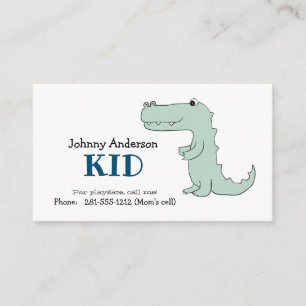 Kinderdinosaurier-Visitenkarte für Jungen Playdate Telefonnummerkarte