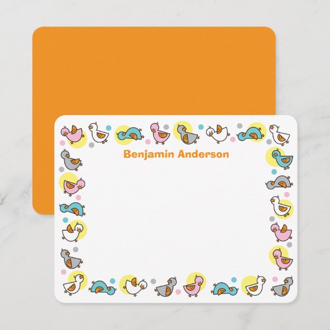 Kinderduckies Ducklings Pastels Kinderdusche Dankeskarte (Vorne/Hinten)