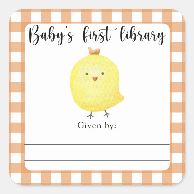 Kinderdusche Buchzeichen - Kinderbibliothek Quadratischer Aufkleber (Vorderseite)
