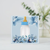 Kinderdusche Einladung - Babyflasche - Blume