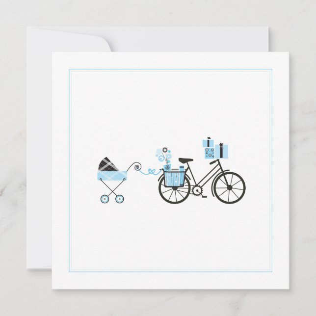 Kinderdusche Einladung - Fahrrad- und Babytragen (Vorderseite)