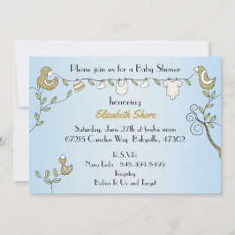 Kinderdusche Einladung "Goldene Vögel"