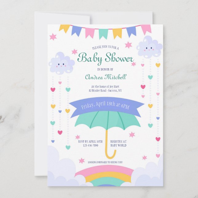 Kinderdusche Einladung Hand gezeichnet (Vorderseite)