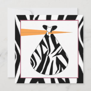 Kinderdusche Einladung - Zebra Print Stork