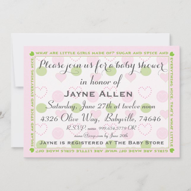 Kinderdusche Einladung "Zucker und Gewürz" (Vorderseite)