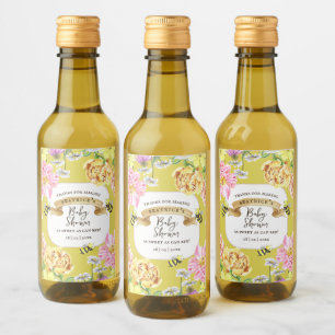 Kinderdusche für Gelbe Biene und Wildblume Weinetikett