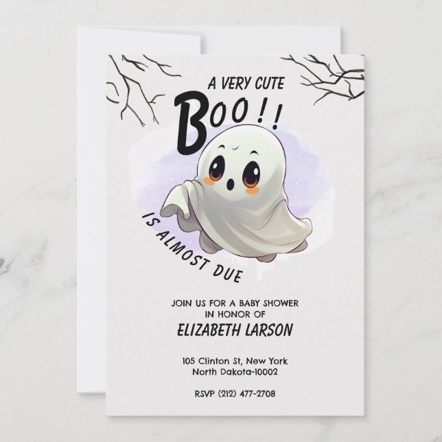 Kinderdusche Halloween Thema Niedliches Party Einladung (Vorderseite)